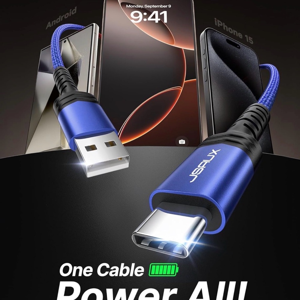 Blue USB-C Cable 2-Pack - Picture 2 of 10